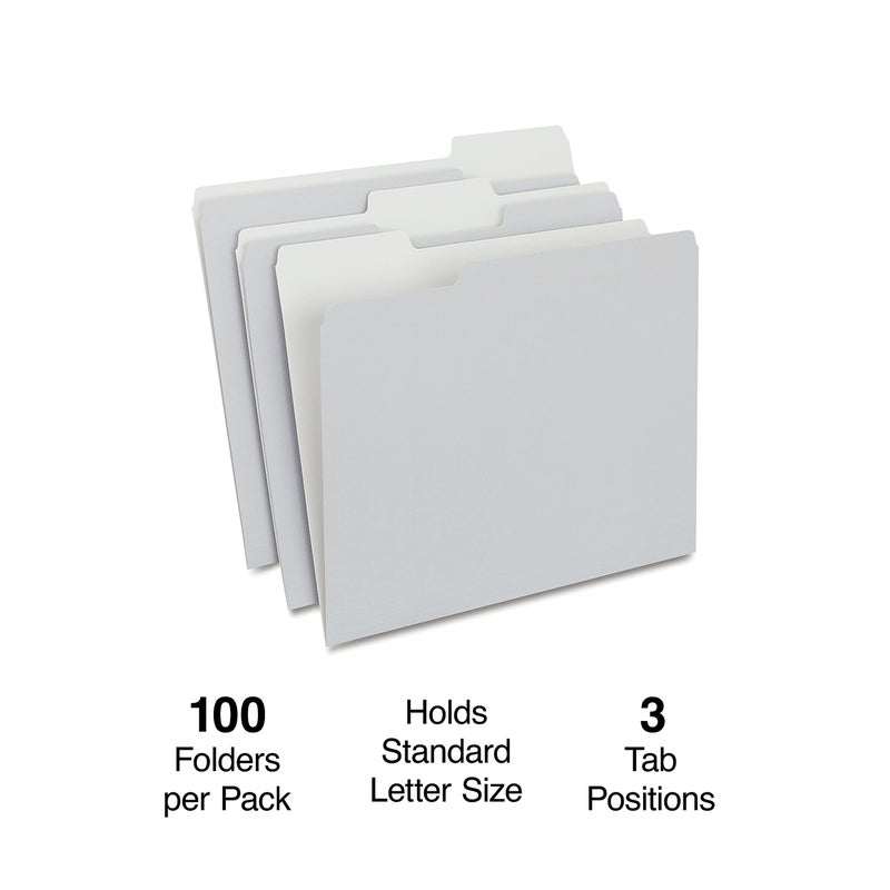 Staples 433664 Colored Top-Tab File Folders 3 Tab Gray Letter Size 100/Pack - Image 3